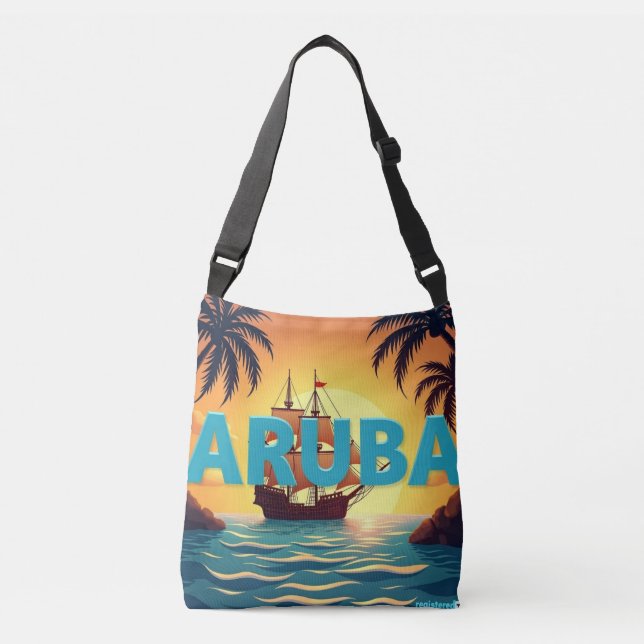 Aruba segelfartyg solnedgång axelväska (Framsida)