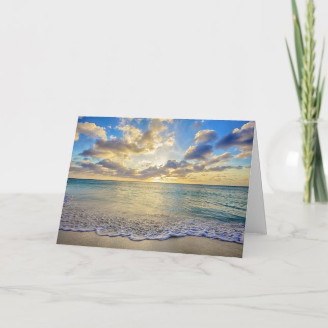 Aruba solnedgång över det röra havet kort (Framsida)