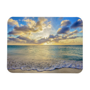 Aruba solnedgång över det röra havet magnet