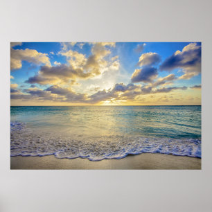 Aruba solnedgång över det röra havet poster