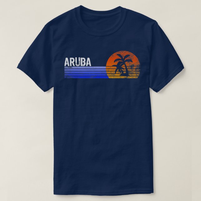 Aruba Souvenir Retro Sunset Resa, sommaruppehåll T Shirt (Design framsida)