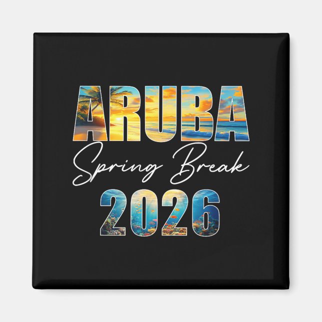 Aruba Spring Break 2026 Sommarlov Strand  Magnet (Framsidan)