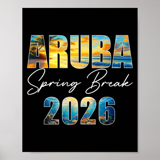 Aruba Spring Break 2026 Summer Vacation Beach  Poster (Framsidan)