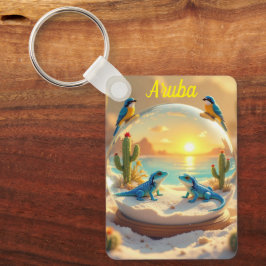 Aruba strand glob solnedgång nyckelring