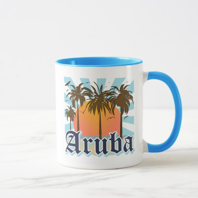 Aruba strandsolnedgång mugg (Höger)