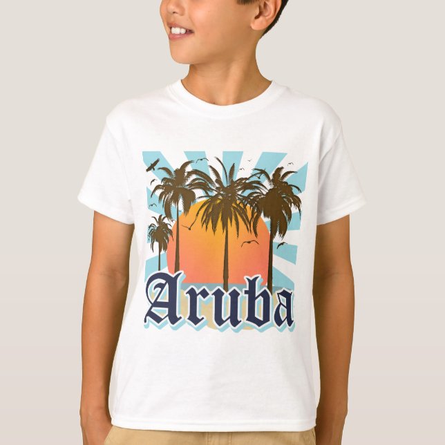 Aruba strandsolnedgång t-shirt (Framsida)