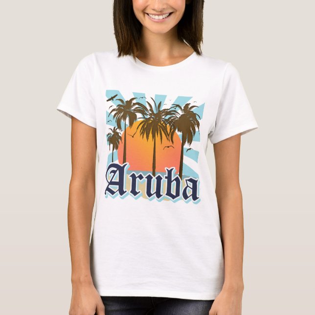 Aruba strandsolnedgång t shirt (Framsida)