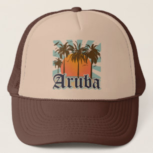 Aruba strandsolnedgång truckerkeps