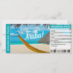 Aruba Surprise Resa Boarding Pass Gift Biljett