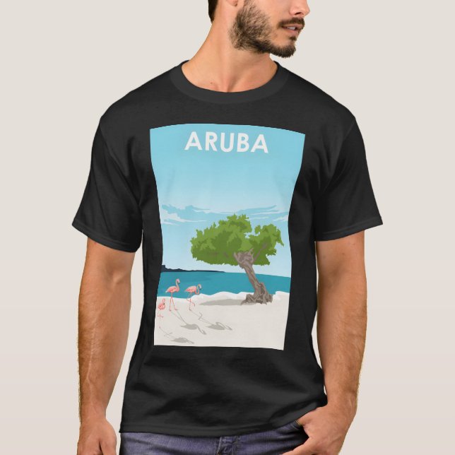 Aruba Travel Poster T Shirt (Framsida)