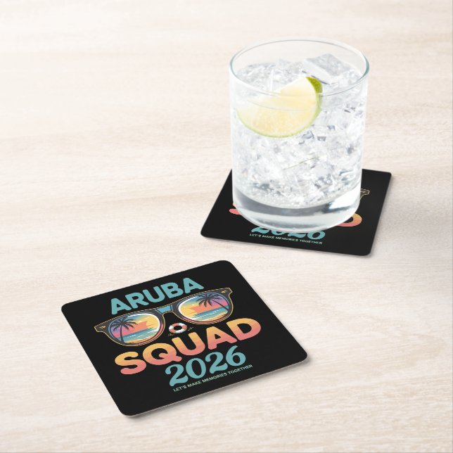 Aruba Trupp 2026 Retro Underlägg Papper Kvadrat (Insitu)
