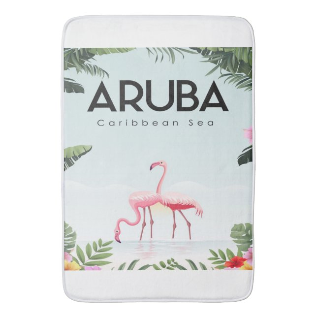 Aruba Västindien Sea Flamingo | Funny Flamingo Badrumsmatta (Framsidan (Vertikal))