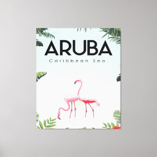 Aruba Västindien Sea Flamingo Funny Flamingo Canvastryck