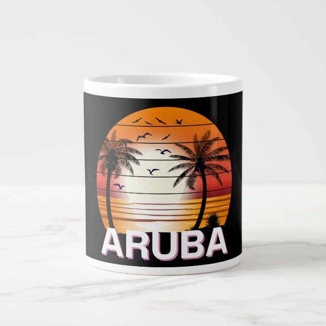 Aruba Vintage Handflatan Träd Sommarbuss Jumbo Mugg (Framsidan)