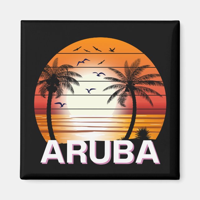 Aruba Vintage Handflatan Träd Sommarbuss Magnet (Framsidan)