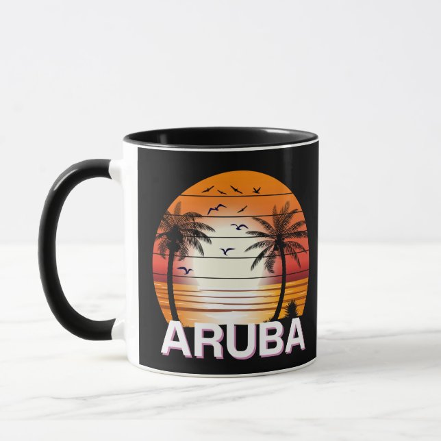 Aruba Vintage Handflatan Träd Sommarbuss Mugg (Vänster)