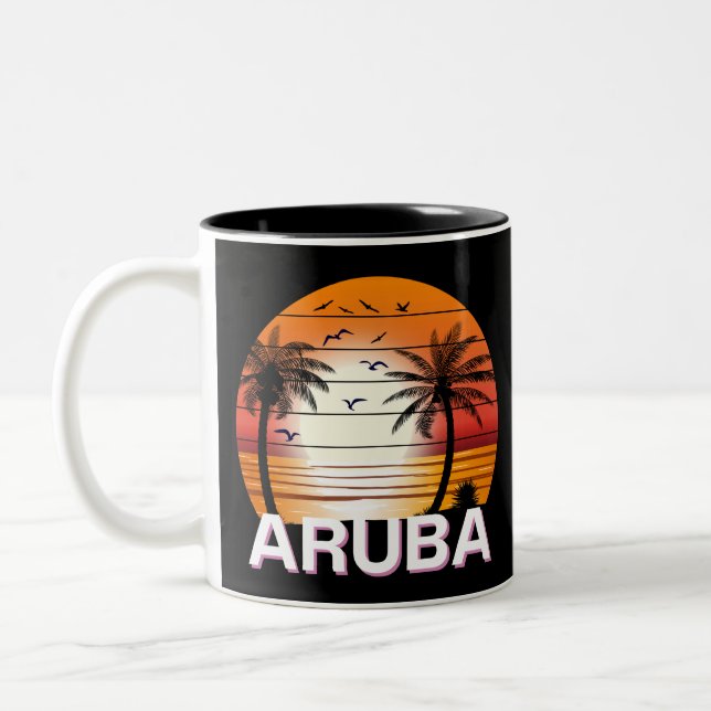 Aruba Vintage Handflatan Träd Sommarbuss Två-Tonad Mugg (Vänster)