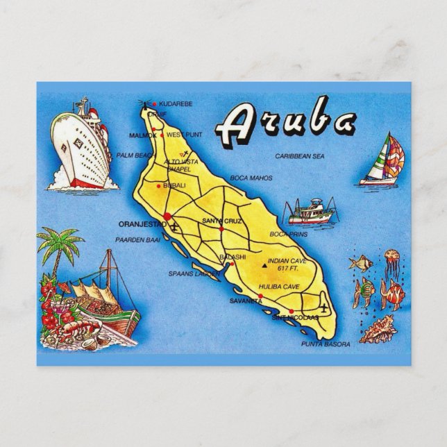 Aruba Vintage Öpostkort Vykort (Framsida)