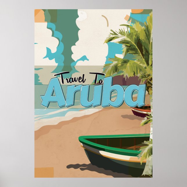 Aruba Vintage Resemaffisch. Poster (Framsidan)