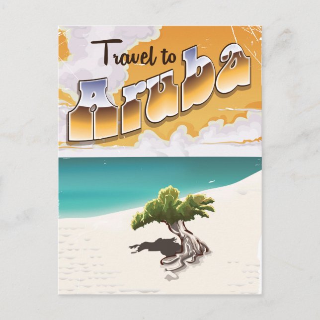 Aruba Vintage strand reseskiss Vykort (Framsida)