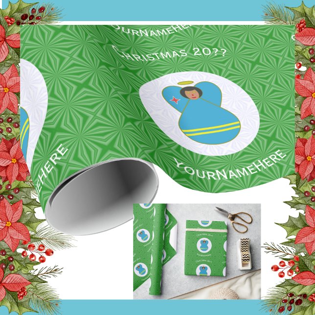Aruban Flagga Angel-Personligen Jul Presentpapper (Skapare uppladdad)