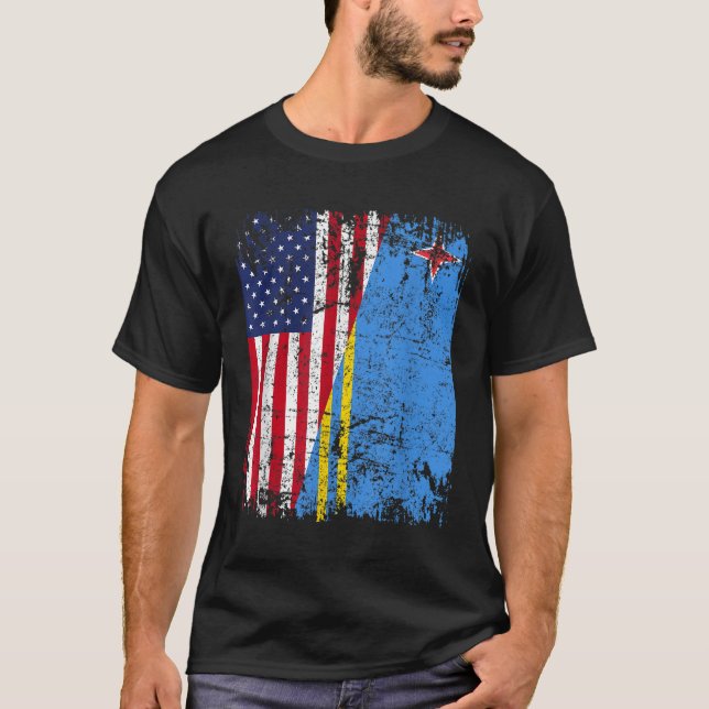ARUBAN ROOTS Halamerikanska Flagga ARUBA FLAGGA T Shirt (Framsida)