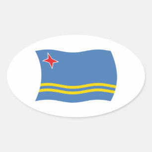 Arubansk flaggsticker ovalt klistermärke