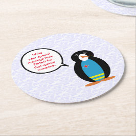 Arubas flaggdag Ms. Penguin Talande Underlägg Papper Rund