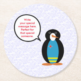 Arubas flaggdag Ms. Penguin Talande Underlägg Papper Rund