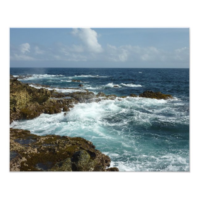 Arubas Rocky Kusten och Blue Ocean Fototryck (Framsidan)