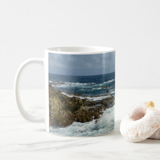 Arubas Rocky Kusten och Blue Ocean Kaffemugg (Med munk)