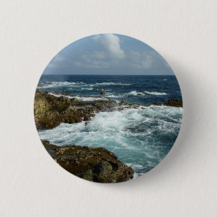 Arubas Rocky Kusten och Blue Ocean Knapp
