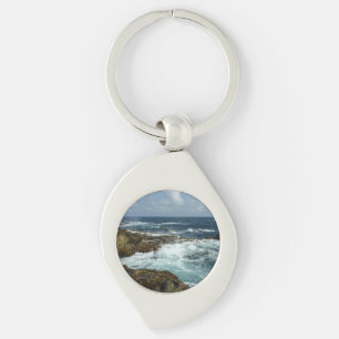 Arubas Rocky Kusten och Blue Ocean Swirl Silverfärgad Nyckelring