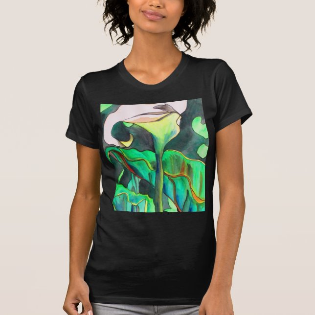 Arum Lily vattenfärgsoriginalkonstmålning T-shirt (Framsida)