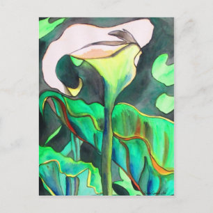 Arum Lily vattenfärgsoriginalkonstmålning Vykort