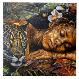 "Arumáya" Jaguars Bloom - Kvinnor i Amazonas Kakelplatta