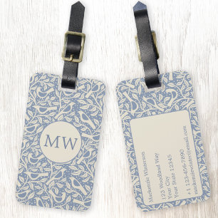Arv Fåglar Monogram Bagagebricka