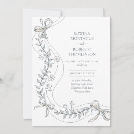 Arv Floral Band Handritad Elegant Bröllop Inbjudningar