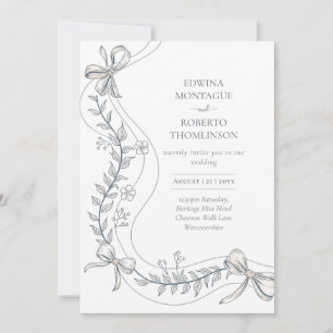 Arv Floral Band Handritad Elegant Bröllop Inbjudningar