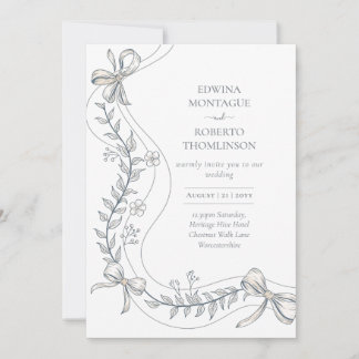 Arv Floral Band Handritad Elegant Bröllop Inbjudningar