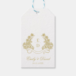 Arv Golden Monogram Vintage Bröllop Presentetikett