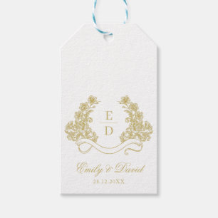 Arv Golden Monogram Vintage Bröllop Presentetikett