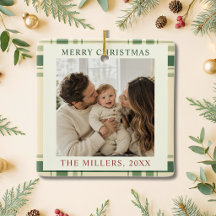 Arv Grön Rutig Familjefoto Jul