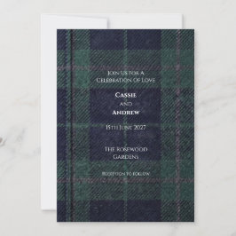 Arv Highland Tartan Marinblå och Grön Inbjudningar