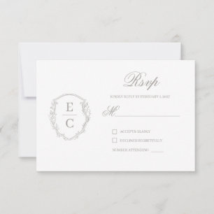Arv Monogram Krönika Bröllop RSVP Taupe OSA Kort