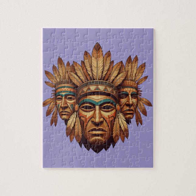 Arv - Tribal Maskkonst - Symboliska Fjädrar Pussel (Vertikal)