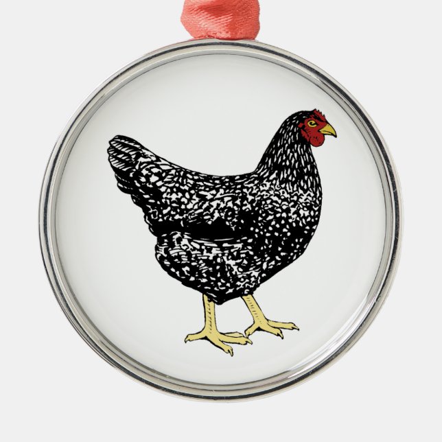 Arvavelvärphöns - gallerförsedd Plymouth sten Julgransprydnad Metall (Framsidan)