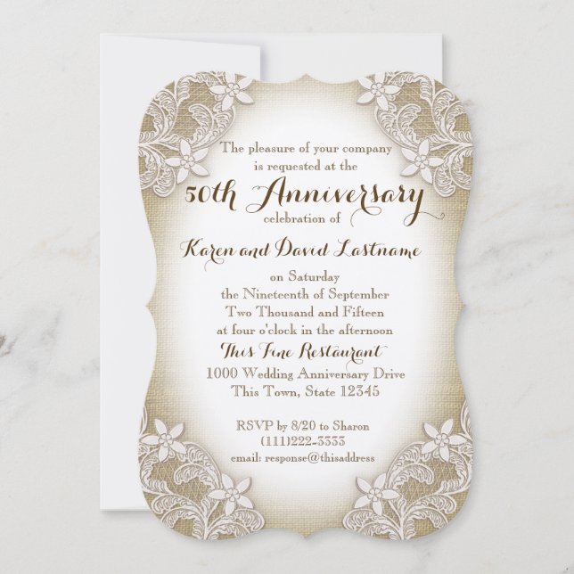 Ärvd Country 50-årsjubileum för bröllop Inbjudningar (Framsida)