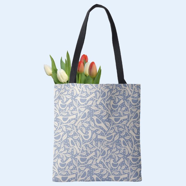 Ärvda Fåglar Naturälskare Tygkasse (Heritage Arts and Crafts style birds and branches pattern tote bag)