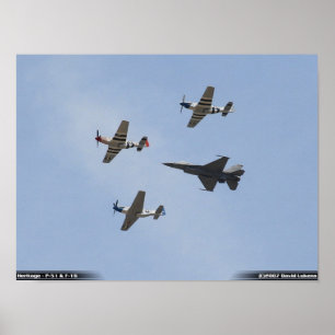 Arvflyg - Mustang P-51 och falk F-16 Poster
